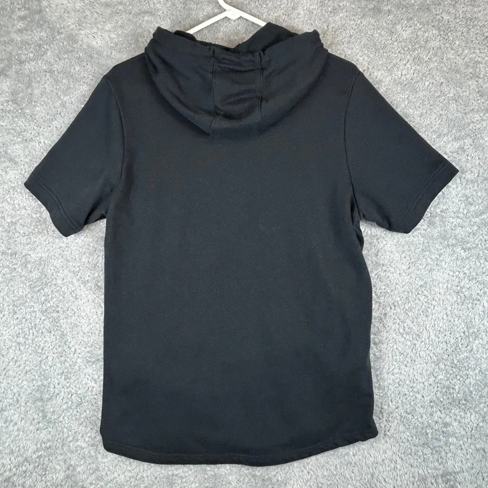 Under Armour Mens Short Sleeve Hoodie Black Loose Fit Cotton Blend Pullover MD